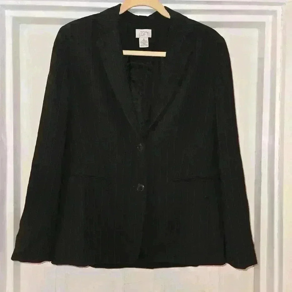 Ann Taylor Loft Womens Pin Striped Blazer Career Black Size 6 - Picture 1 of 8